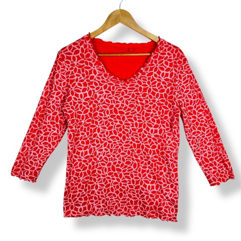 Fresh Produce Top Womens Size Small 3/4 Sleeve USA Made Artsy Bold Bright Cotton